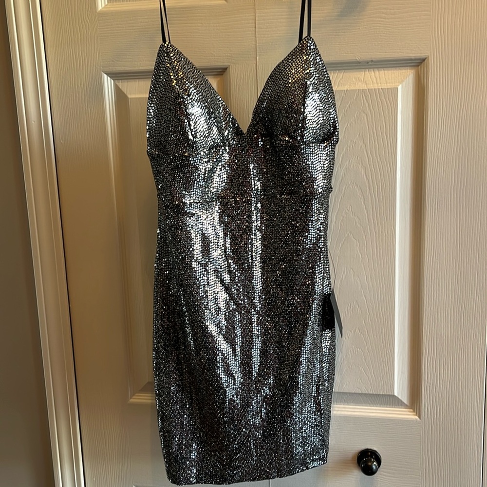 Lulu's Silver Sequin Mini Dress